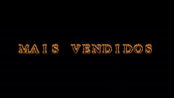 Mais vendidos fire text effect black background. animated text effect with high visual impact. letter and text effect. translation of the text is Best Seller - Footage, Video