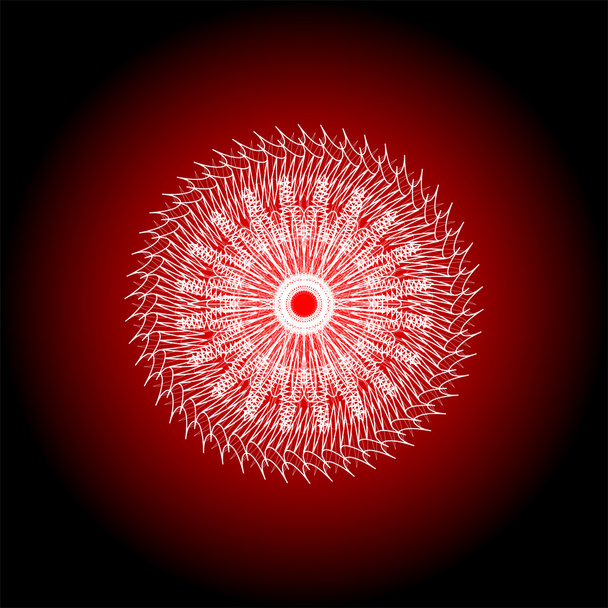 red mandala, bright circular ethnic pattern native indian ornament - Photo, image