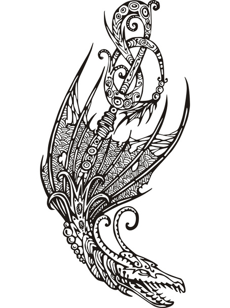 стилізований крилатий дракон
 - Вектор, зображення
