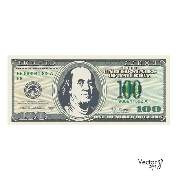 100 Dólar Bill - Vetor, Imagem