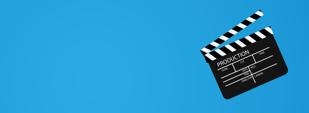 movie clapper board illustration on blue background  - Fotó, kép