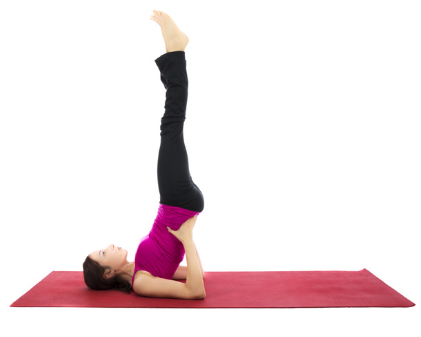 Supported Shoulder Stand Pose in Yoga - Photo, Image