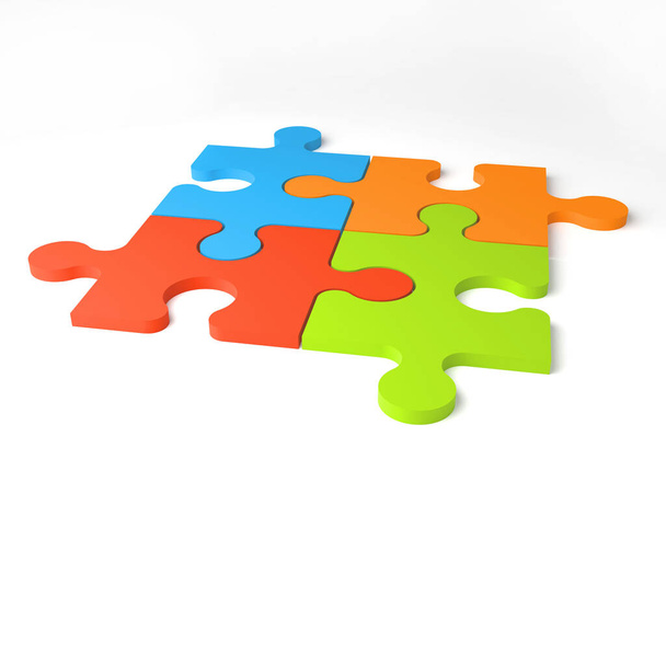 3d render puzzle jigsaw game. Business teamwork concept background - Foto, Imagem