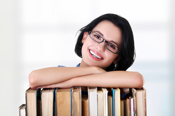 Happy smiling young student woman with books - Fotografie, Obrázek