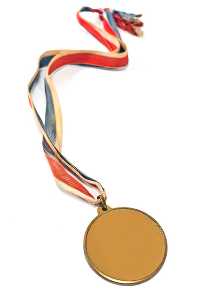Vintage gold sport medal isolated on white - Photo, Image