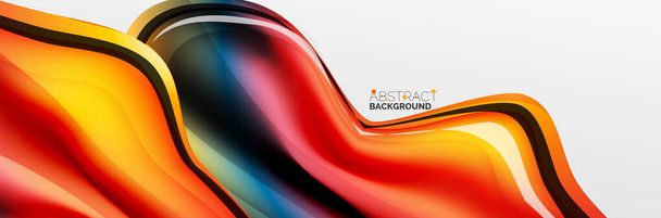 Vector abstract background, flowing liquid style bubble with metallic, color quicksilver chrome texture and color glow effects - Vector, Image