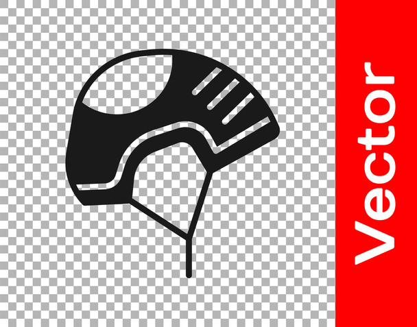 Das schwarze Helm-Symbol isoliert auf transparentem Hintergrund. Extremsport. Sportgeräte. Vektorillustration. - Vektor, Bild