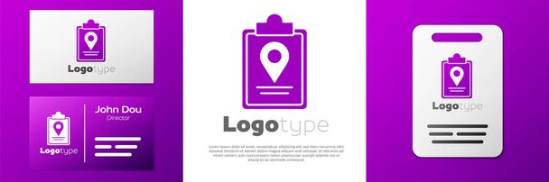 Logotype Folded map with location marker icon isolated on white background. Logó tervezési sablon elem. Vektorillusztráció. - Vektor, kép
