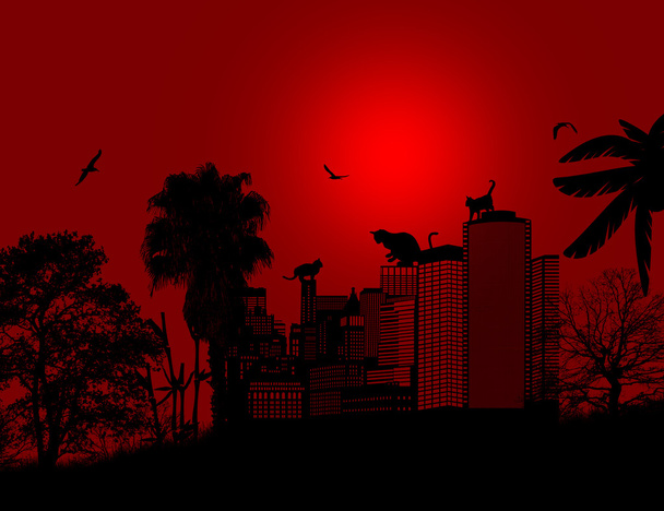 νεράιδα κόκκινο φόντο νύχτα - Διάνυσμα, εικόνα