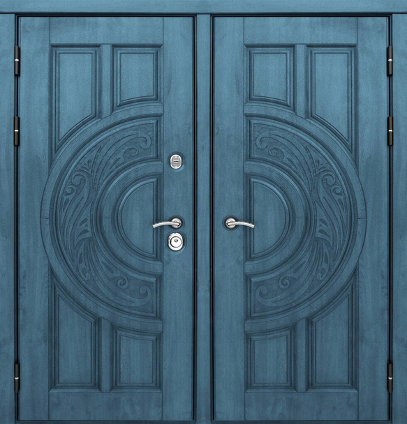 Modello di porte metalliche a doppia entrata isolate su fondo bianco - Foto, immagini