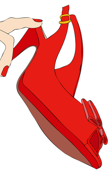 Τα όμορφα κόκκινα παπούτσια μιας γυναίκας - Διάνυσμα, εικόνα