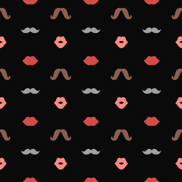 Lips and Mustaches Vector Seamless Pattern - Vektor, obrázek