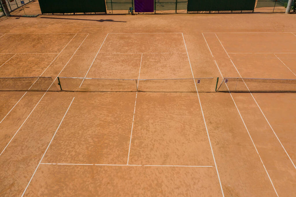 Tennis Clay Court. View from the bird. - Foto, Imagen