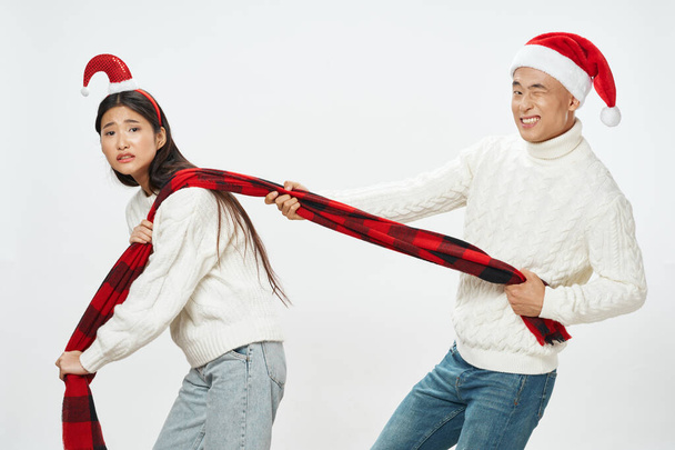 Weekend Kerst man en vrouw sjaal Nieuwjaar - Foto, afbeelding