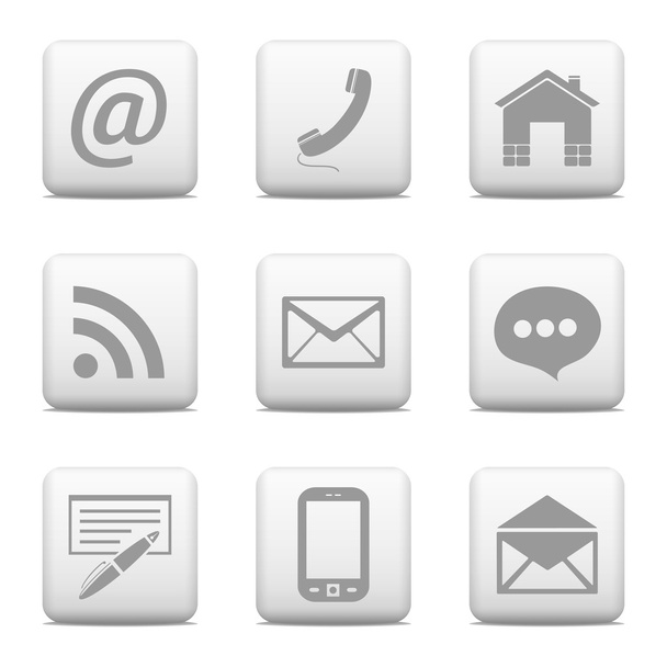 Contact web buttons set, email icons - Vector, Imagen