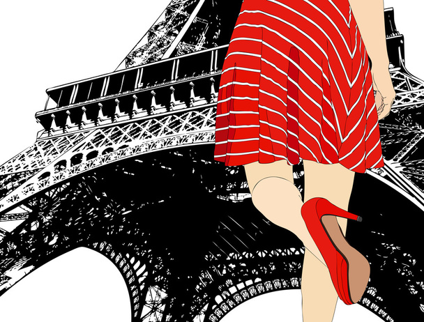 a párizsi lány - Vektor, kép