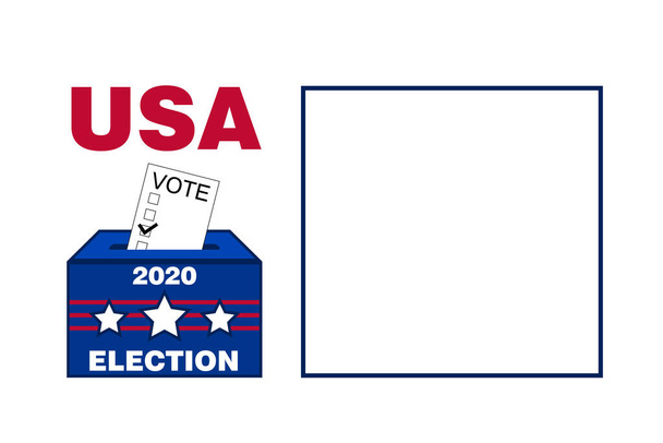 blanco witte achtergrond 2020 Amerikaanse verkiezingen stemming stembus grafisch met rood blauw tekst presentatie banner poster uitnodiging flyer illustratie achtergrond achtergrond kaart - Foto, afbeelding