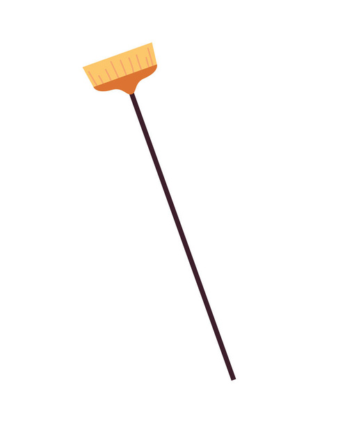 Broom long wooden handle tool for cleaning - Вектор,изображение
