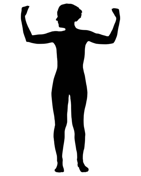 Вид женщины с изогнутыми руками - Вектор,изображение