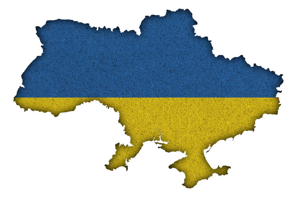 Карта и флаг Украины на войлоке - Фото, изображение