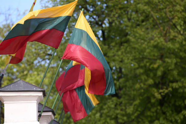 A litván zászló trikolorban lengett Kauna felett. - Fotó, kép