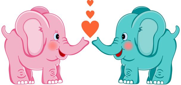 Cute Elephants in Love - Vector, Image