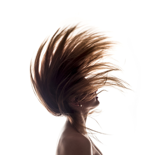 Isolated woman portrait side view - Photo, Image