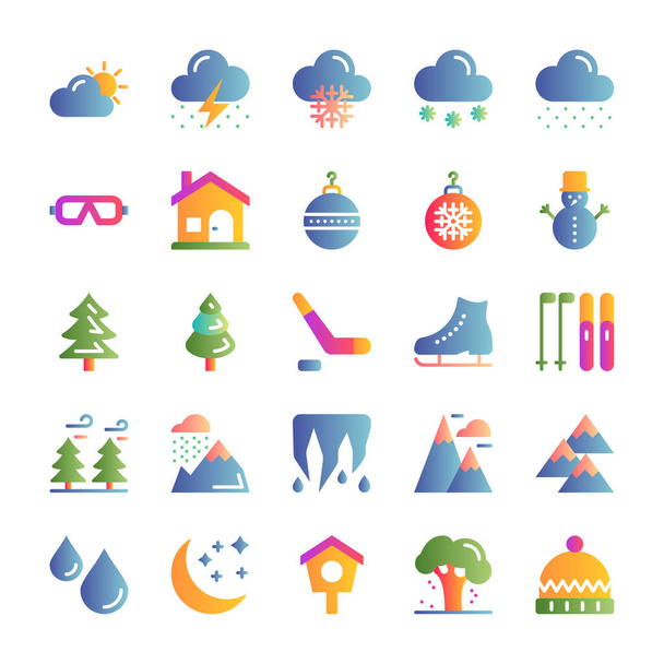 set icone invernali per le vacanze  - Vettoriali, immagini