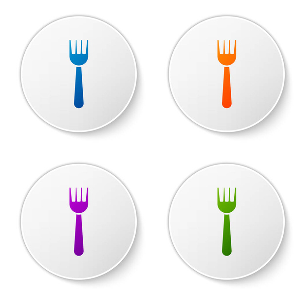 Color Disposable plastic fork icon isolated on white background. Set icons in circle buttons. Vector Illustration. - Vector, Image