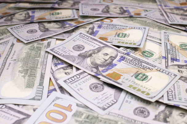Background with american hundred dollar bills - Foto, imagen