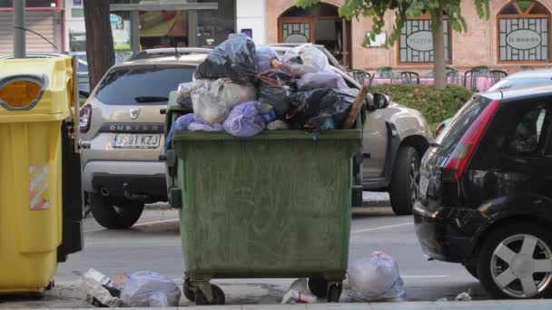 Контейнер, полный мешков для мусора - Кадры, видео