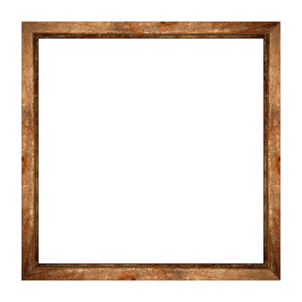 Brown wood frame isolated on white background. Object with clipping path - Photo, Image
