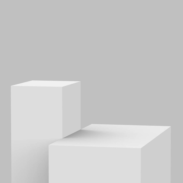 3d gris escenario blanco escenario escenario mínimo fondo de estudio. Abstracto 3d forma geométrica objeto ilustración render. Exhibición para el producto de negocio en línea. - Foto, imagen