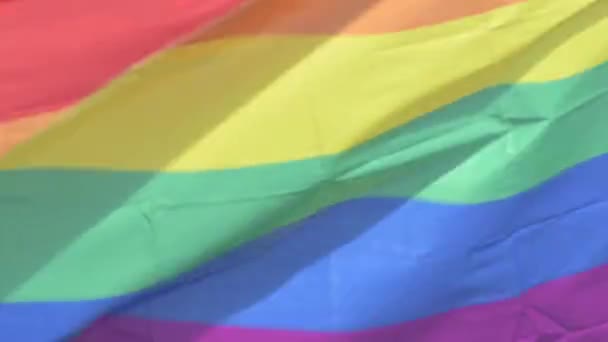Drapeau arc-en-ciel réel, drapeau de fierté LGBT ou drapeau de fierté gay agitant - Séquence, vidéo