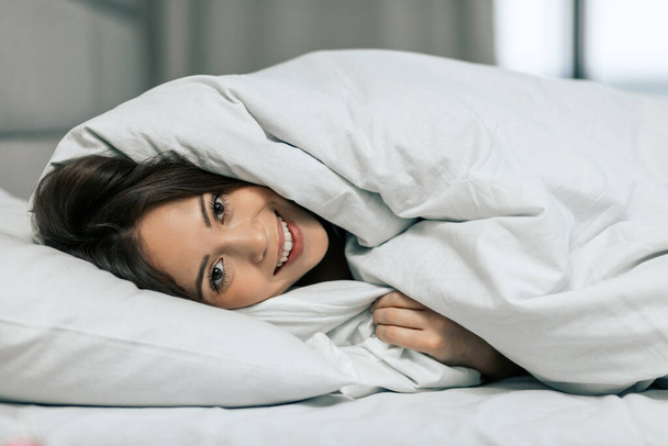 gorgeous girl wrapping in the warm blanket - Фото, зображення