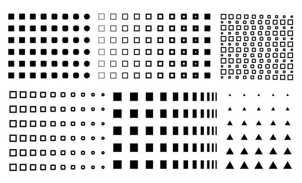 vector memphis design elements, gradient memphis, circles to squares, dots, squares gradient, - Vector, Image