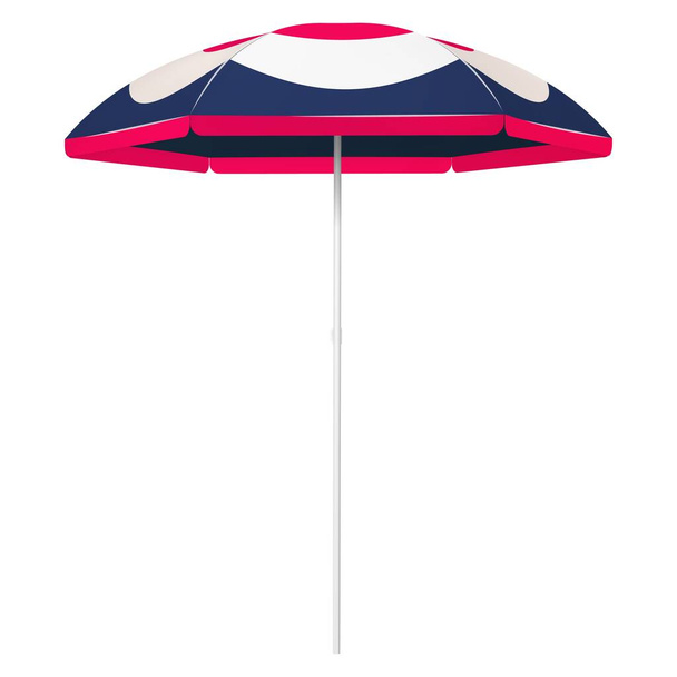 Vector open beach colorful umbrella - red blue and white - Vector, Image