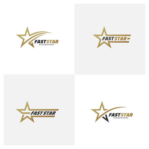 Set of Gold Star logo design template, Elegant Star logo design vector - Vetor, Imagem
