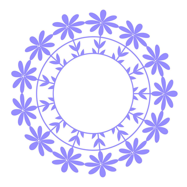 Simple round frame made of flowers. Vector isolated on a white background. - Vecteur, image