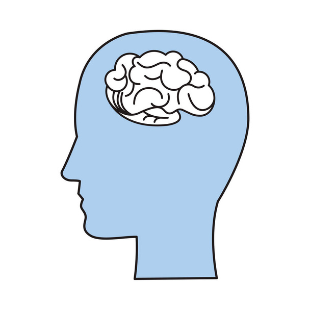 Beyin insan organı ile profil - Vektör, Görsel
