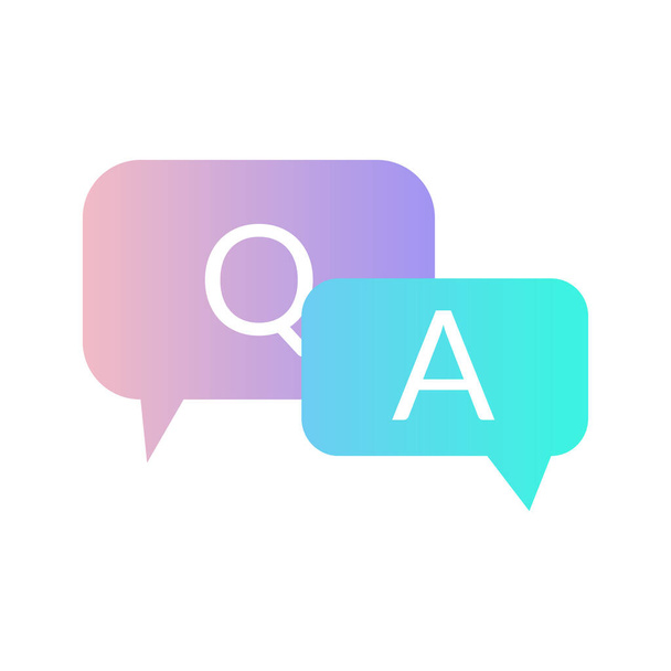 Q e um ícone de gradiente Pergunta e resposta com símbolo de bolha de fala no estilo gradiente moderno
 - Vetor, Imagem