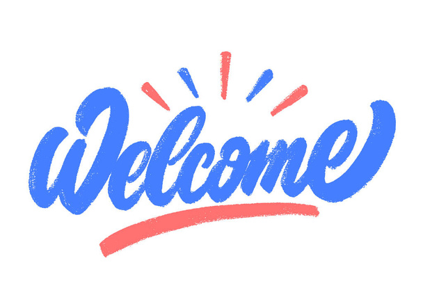 Welcome. Vector hand drawn lettering sign.  - Διάνυσμα, εικόνα