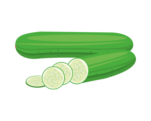 okurka zdravá zelenina izolovaný styl ikona - Vektor, obrázek