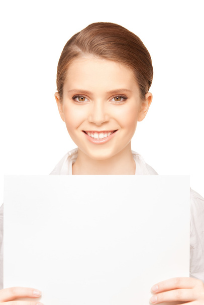 Happy teenage girl with blank board - Foto, afbeelding