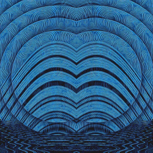 hableány kék koncentrikus görbe ismétlődő design átalakult különböző formák és minták - Fotó, kép