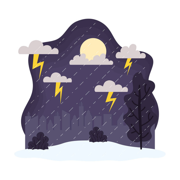 rainy storm climate weather scene - Vector, Image