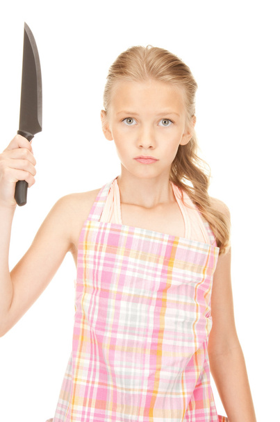 Little housewife with knife - Foto, Imagem