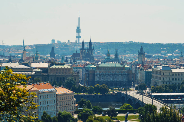 scenic view of sun lighted prague - Photo, Image