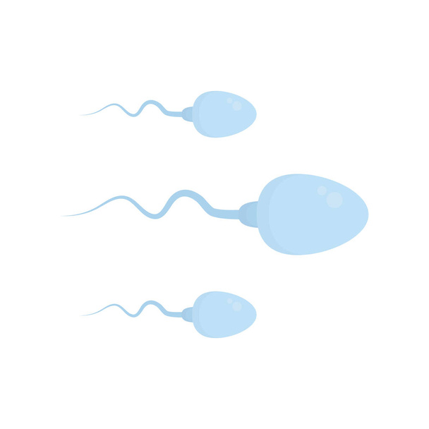 Spermatozoon set flat icon vector illustration isolated on white. Sperm blue outline symbol collection. Man cell icon. Male sexual reproductive system sign. - Vector, Image
