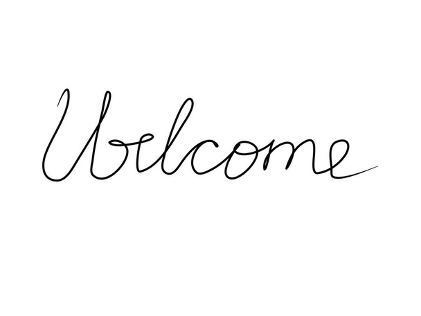 Welcome handwritten text inscription. Modern hand drawing calligraphy. Word illustration  - Vector, Image
